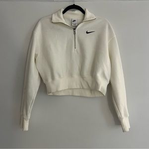 Nike Off White Cropped Quarter Zip Sweatshirt Size XS